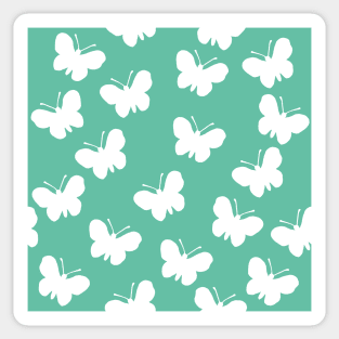Aqua and white butterfly print 2 Sticker